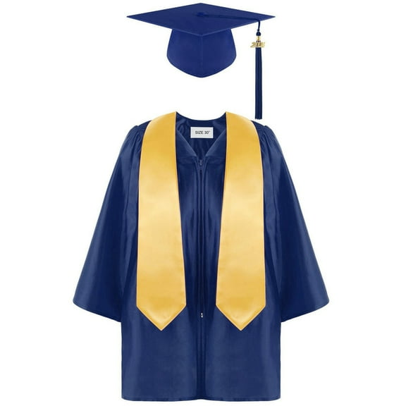 Preschool Kindergarten Graduation Gown Cap Set With 2024 Tassel And Graduation Sash For Child Size(Color:Navy,Size:4-5 Years)