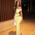 thumbnail image 3 of Women's Diagonal Collar Sleeveless Hollow Out Asymmetrical Hips Wrapped Long Dress, Solid Color, 3 of 20