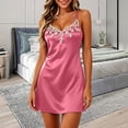 thumbnail image 5 of Frostluinai Nightgowns for Women Satin Silk Chemise Sleepwear Sleeveless Lace Sleep Dress Ladies Spaghetti Strap Mini Night Dress Babydoll Negligee Wedding Party, 5 of 9