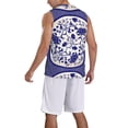 thumbnail image 2 of Sikiie Blue And White Porcelain Pattern Basketball Jersey Reversible Men's Mesh Athletic Sports Shirts Training Practice S-4XL4X-Large, 2 of 6