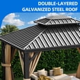 thumbnail image 5 of Dextrus 10x12ft Outdoor Hardtop Gazebo with Nettings & Brown Curtains,Heavy Duty Double Roof Galvanized Steel Canopy, Sunshade for Garden, Patio, Lawns, Black&Brown, 5 of 10