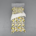 thumbnail image 1 of Grey and Yellow Duvet Cover Set, Hand Drawn Sketchy Geometrical Retro Modern Circles Image, Bedding Set with Shams and Fitted Sheet, 3 Sizes, by Ambesonne, 1 of 3