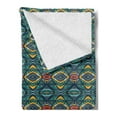 thumbnail image 2 of Abstract Soft Flannel Fleece Throw Blanket, Diamond Shapes with Effect and Folkloric Ornaments Native Tribal Influences, Cozy Plush for Indoor and Outdoor Use, 50" x 70", Multicolor, by Ambesonne, 2 of 5