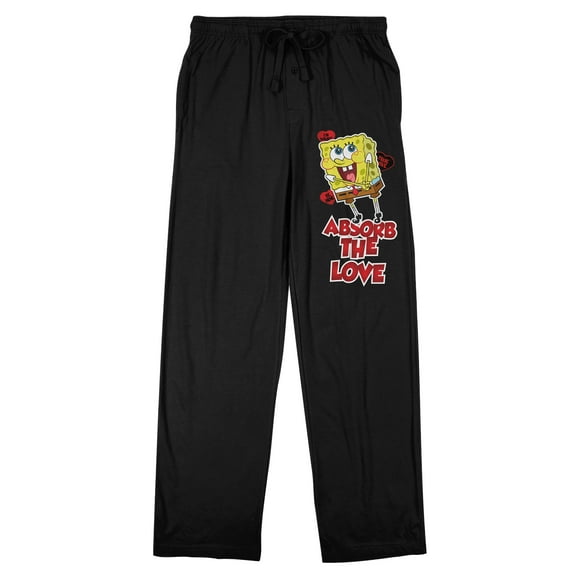 Spongebob Squarepants Absorb The Love Men's Black Sleep Pajama Pants