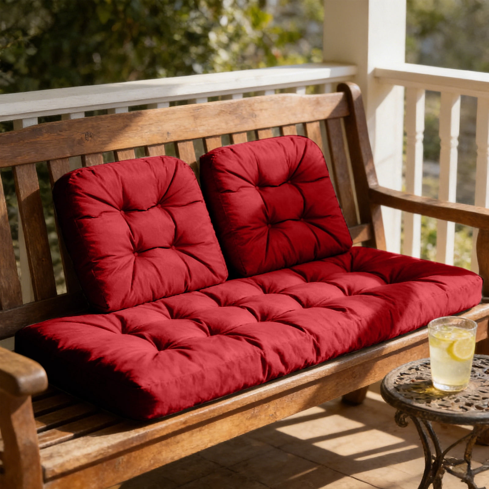 VogueHaven Outdoor Wicker Chair Cushions of 3 Pieces Waterproof Tufted Seat Cushions set for Patio Furniture Sofa Bench Settee Couch, 1 Loveseat and 2 U-Shaped Cushions