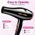 thumbnail image 2 of Morfone Hair Dryer, Professional Negative Ionic Thermo-Control Blow Dryer with Hair Diffuser & Nozzle, Black, 2 of 10