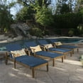 thumbnail image 4 of Noble House Perla Chaise Longue d'Extérieur en Teck avec Coussin Bleu (Ensemble de 4), 4 of 22