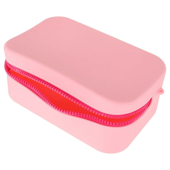 SEWCHICS Makeup Bag For Purse Pink Silicone 1Pack 7.9X5.1X3.1in