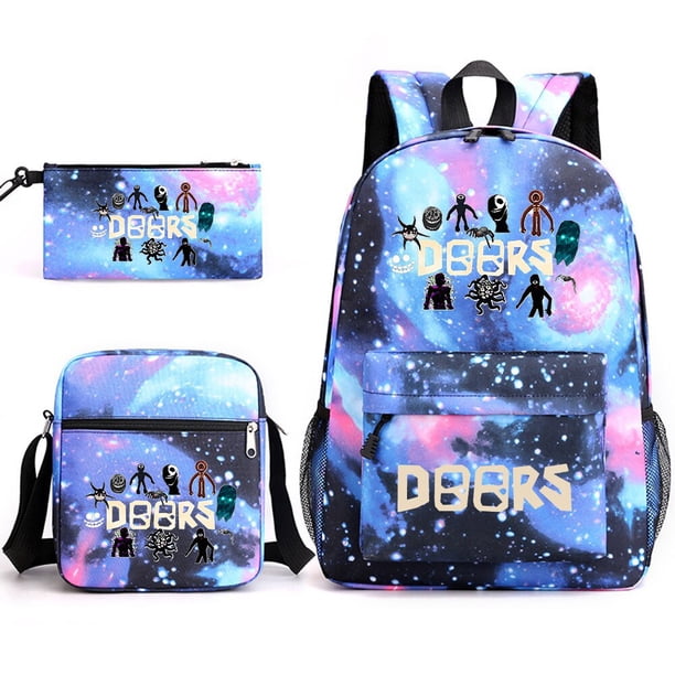 Roblox-mochila escolar de tres piezas estampada, mochila práctica transpirable, mochila de lona de gran capacidad, bolsa de mensajero, estuche de lápices