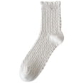 thumbnail image 5 of 6 Pairs Ladies Mid-Calf Stack Socks Ruffle Trim Autumn Casual Solid Color Socks, 5 of 5