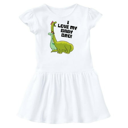 

Inktastic I Love my Baby Bro with Baby Brontosauruses Gift Toddler Girl Dress