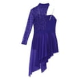 thumbnail image 5 of Alvivi Kids Girls Contemporary Lyrical Ballet Dance Dress One Sleeve Long Skirt Leotard Purple 16, 5 of 7