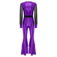 thumbnail image 2 of YiZYiF Womens Vintage 70s Disco Jumpsuit Metallic Shiny Tiered Bell Bottoms Hippie Romper Costume Purple M, 2 of 4