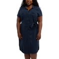 thumbnail image 3 of Teddi Rose Women's Tencel Shirt Dress | Navy, Medium, 3 of 4