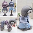 thumbnail image 4 of HEVIRGO Pet Spring High Neck Striped Pattern Four-legged Pants T-shirt Dog Cat Clothes,Brown 2XL, 4 of 10