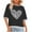 Black, variant on Tops for Women Short Sleeve Love Printed Round Necked Casual Tops Hot Pink Womens Blouse