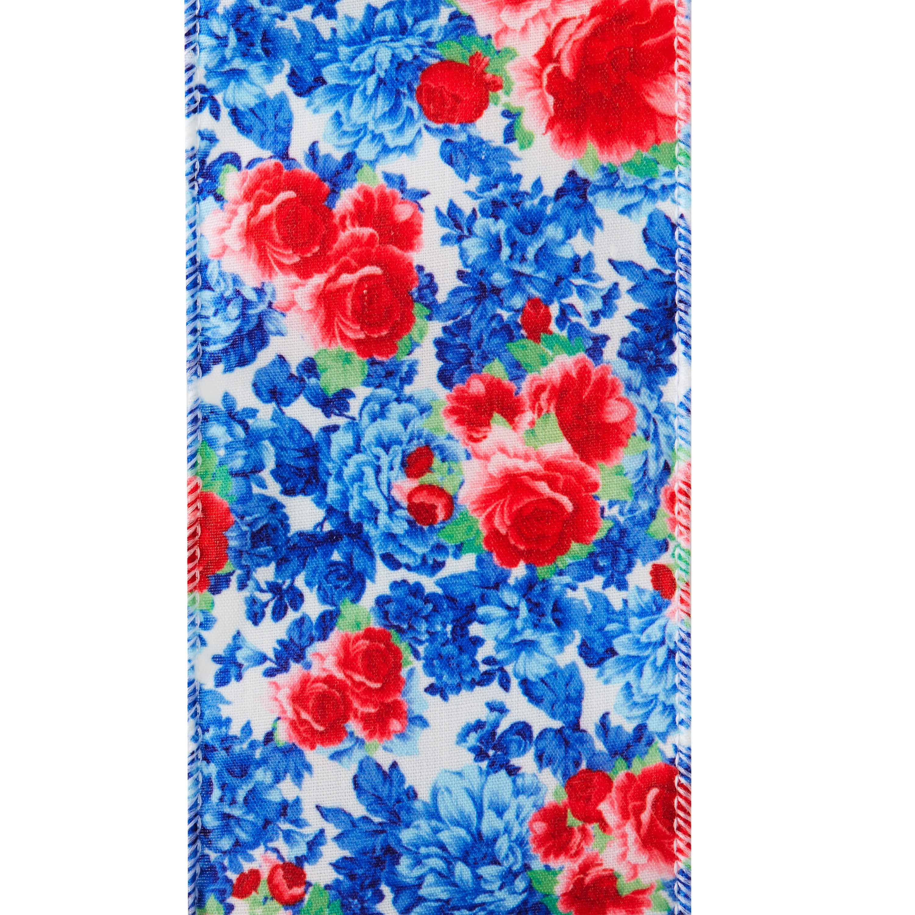 The Pioneer Woman Heritage Floral Polyester Merrow Wire Edge Ribbon, 2.5" x 25 Yards