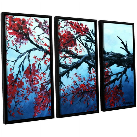 ArtWall Derek Mccrea "Japanese Cherry Blossom" 3-Piece Floater-framed Canvas Set