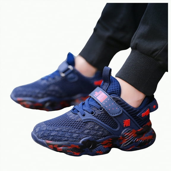 MYShe Toddler Wide Shoes Boys Girls Sneakers Kids Tennis Shoes Preschool Non Slip Lightweight Comfortable First Walking Shoes Running Outdoor Activities Boys Toddler Sneakers Dark Blue,Size 5.5