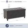 thumbnail image 2 of BELLEZE 35 Inch Storage Ottoman, Button-Tufted Ottoman Linen Storage Bench with Safety Close Hinge, Ottoman with Storage for Living Room, Entryway, Hallway, Foot Rest, Support 300lbs - Dark Grey, 2 of 7