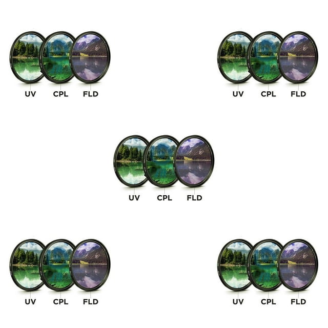 ZLight 3 Pcs 3-in-1 Lens Filter with Bag 49MM 52MM 55MM 58MM 62MM 67MM 72MM 77MM Protector Filtering Circular Polarizer Carrying Case 49mm 5Set
