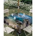 thumbnail image 3 of Square Outdoor Tablecloth with Umbrella Hole Nature Forest Outside Table Cloth Waterproof Patio Table Cover Blue Sky Mountain Stone Lake Landscape Zipper Tablecloths for Picnic Camping 60x60 Inch, 3 of 8