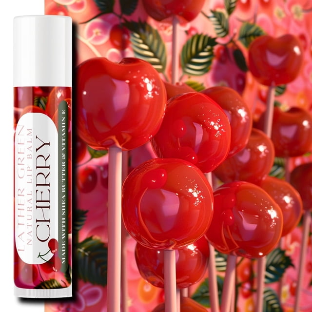 Cherry Natural Lip Balm, Pack of 3 by LatherGreen