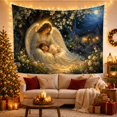thumbnail image 3 of Floral Garden Nighttime with Winged Angel Feathered, Dreamy Illustration for Nature Lovers, Wall Decor, Valentine'S Day Gift, Tapestry Wall Hanging for Dorm and Living Room, 3 of 5