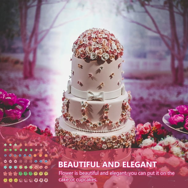180pcs Fleurs Comestibles Cupcake Toppers Décor de Gâteau de Fleur pour  Mariage d'Anniversaire 