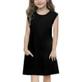 thumbnail image 2 of Jinhomg Sleeveless Summer Dress for Girls Casual Solid Midi Tank Dresses with Pockets Black 5 Years, 2 of 9