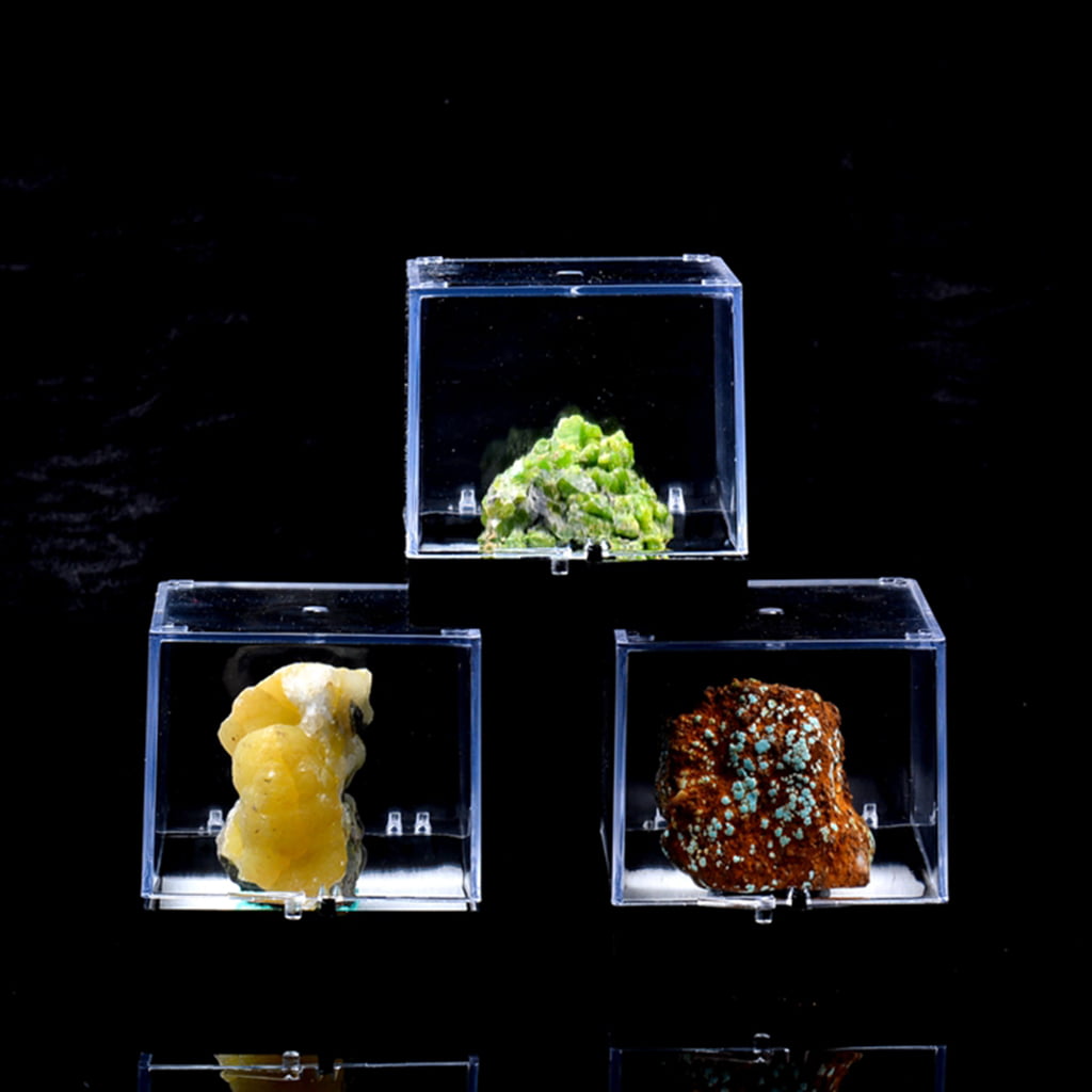 5xRock Mineral Collection Display Case Clear Acrylic Show Box 1.2"x1.2"x1.4" 