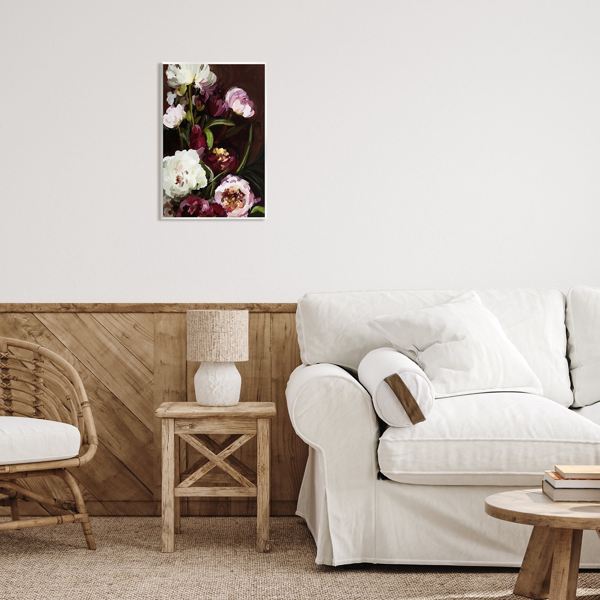 Stupell Industries Modern Roses & Peonies Botanical & Floral Painting Unframed Art Print Wall Art, 13 x 19