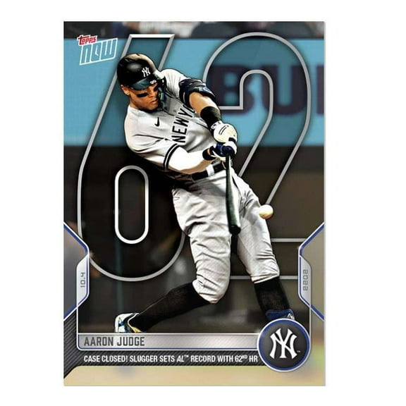 MLB 2022 Topps Now Aaron Judge Trading Card (Hits 62nd Home Run!!! Case Closed! Slugger Sets AL Record with 62nd HR)