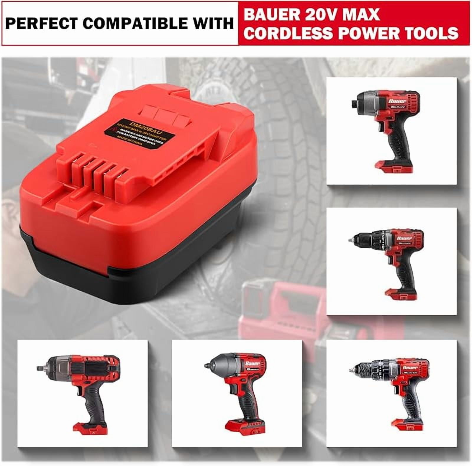 for Dewalt & for Milwaukee to for Bauer Battery Adapter, Fit for Dewalt 18v-20v & for Milwaukee 18v M18 Lithium Batteries, Work for Bauer Series 20V MAX Cordless Tool