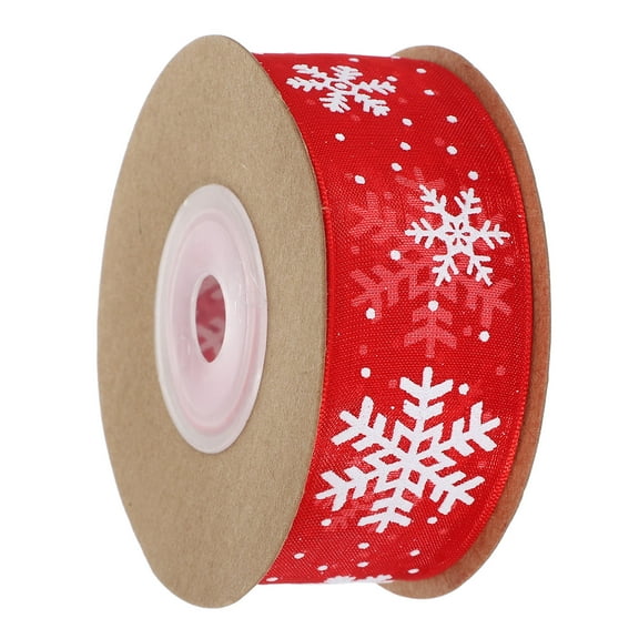 BESTYASH Red Snowflake Ribbon Roll, Polyester Winter Holiday Decoration Ribbon for Party, Craft Supplies and Wrapping
