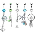 thumbnail image 4 of BodyJ4You 65 Belly Button Rings Dangle Bars 14G Acrylic Rose Goldtone Steel CZ Navel Jewelry Set, 4 of 7