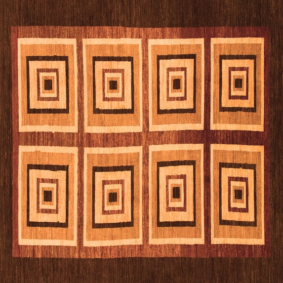 Ahgly Company Indoor Square Abstract Orange Modern Area Rugs, 6' Square