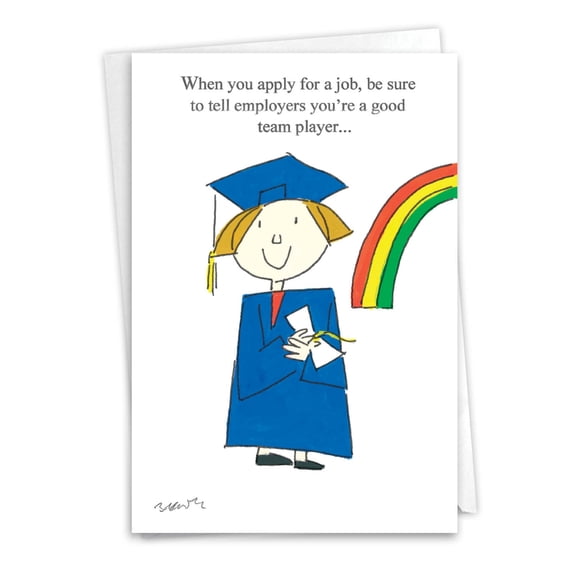 NobleWorks Funny Graduation Greeting Card with 5 x 7 Inch Envelope (1 Card) Good Team Player C8874GDG