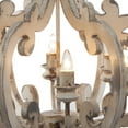 thumbnail image 3 of Aki 21 Inch 6 Light Chandelier, Carved Wood Frame, Classic, Vintage, White- Saltoro Sherpi, 3 of 5