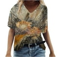 thumbnail image 3 of Babysbule Women's Tops Plus Size Women Short Sleeve Printed V-Neck Tops Tee T-Shirt Blouse, 3 of 4
