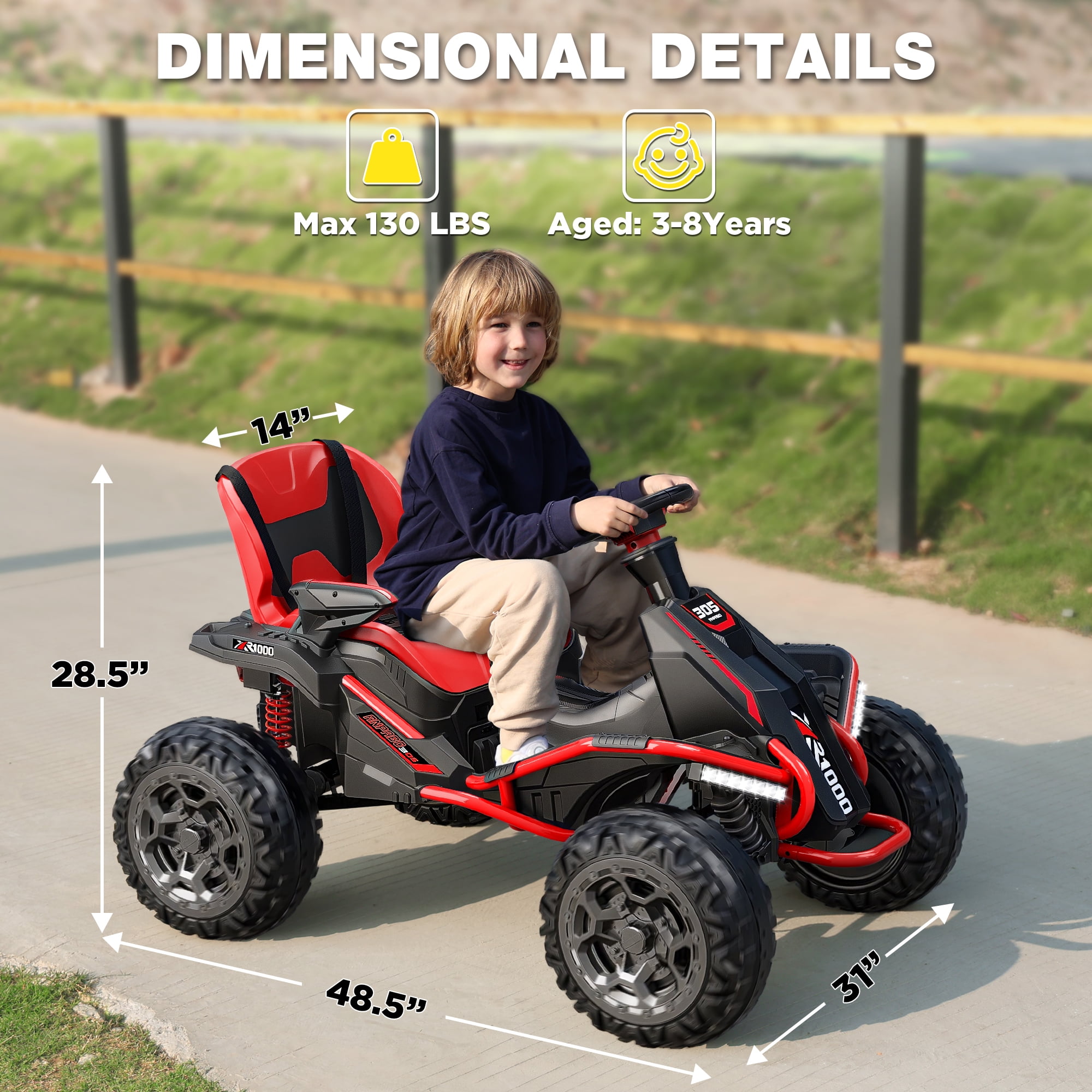 East doll 24V Big Kids Ride on Toys, Electric Power Ride on Car for Kids Age 3-8, 4 Wheeler, 4WD 800W Motors ATV for Kids, 5MPH, Parent Remote, Music, Red