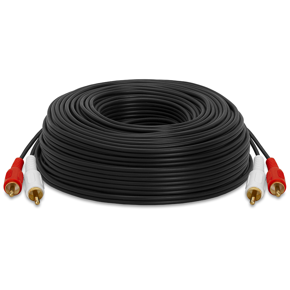 Cmple - 2 RCA to 2 RCA Cables 100ft, Male to Male RCA Cable Stereo Audio Speaker Cable RCA Red and White Cables Double RCA Subwoofer Cable for Car Stereo, Marine Audio, Audio Mixer, Amplifier - Black - image 3 of 5