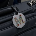 thumbnail image 5 of Letter M Floral Monogram Initial Round Leather Luggage Card Suitcase Carry-On ID Tag, 5 of 8