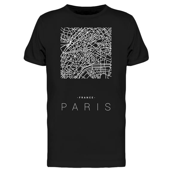 Map Of Paris France Drawings T-Shirt Men -Image by Shutterstock, Male Medium