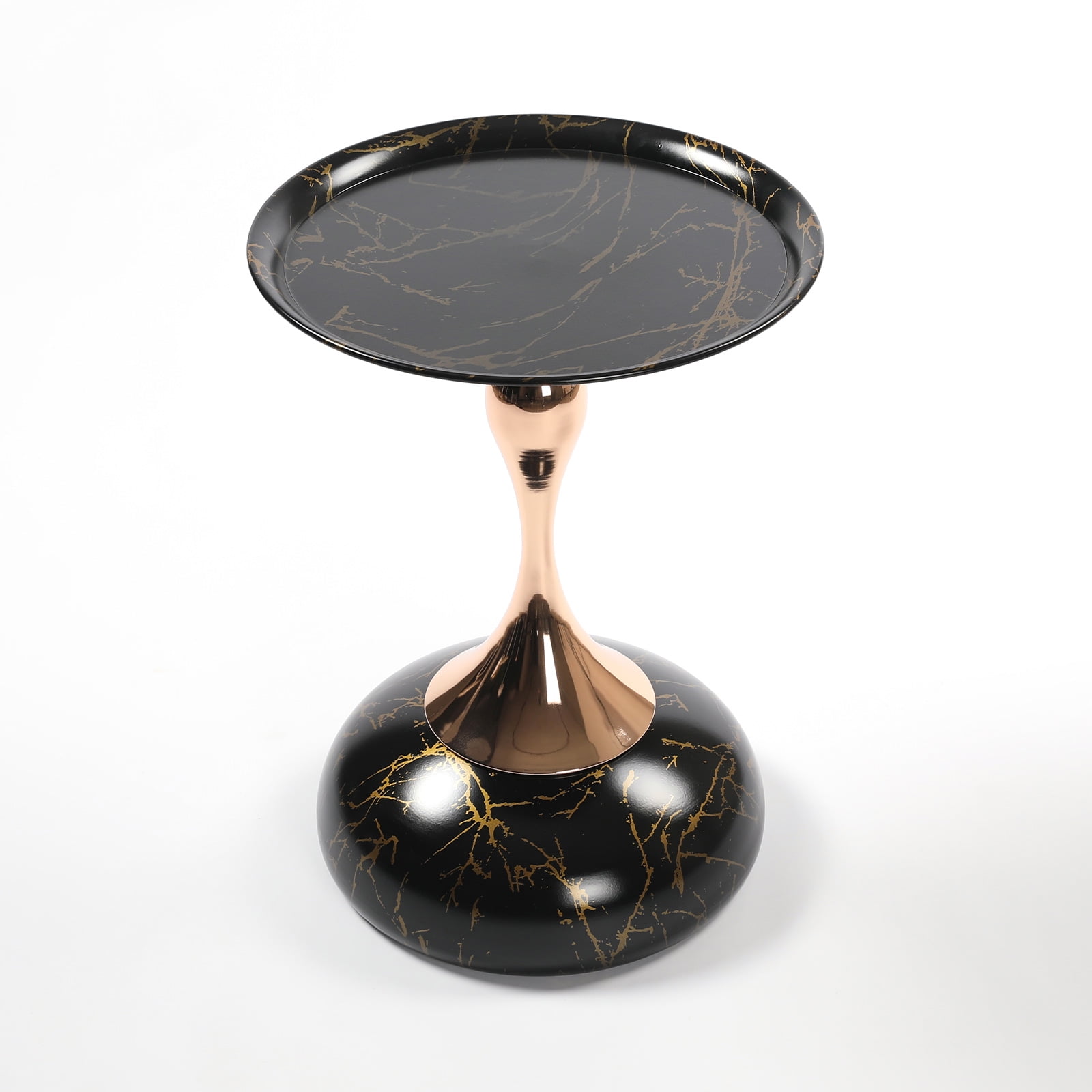 MAYEERTY Mermaid Tail End Coffee Table Round Side Table, Modern Metal Pedestal Table, Minimalist Accent Table for Small Spaces, Drink Martini Table Decoration