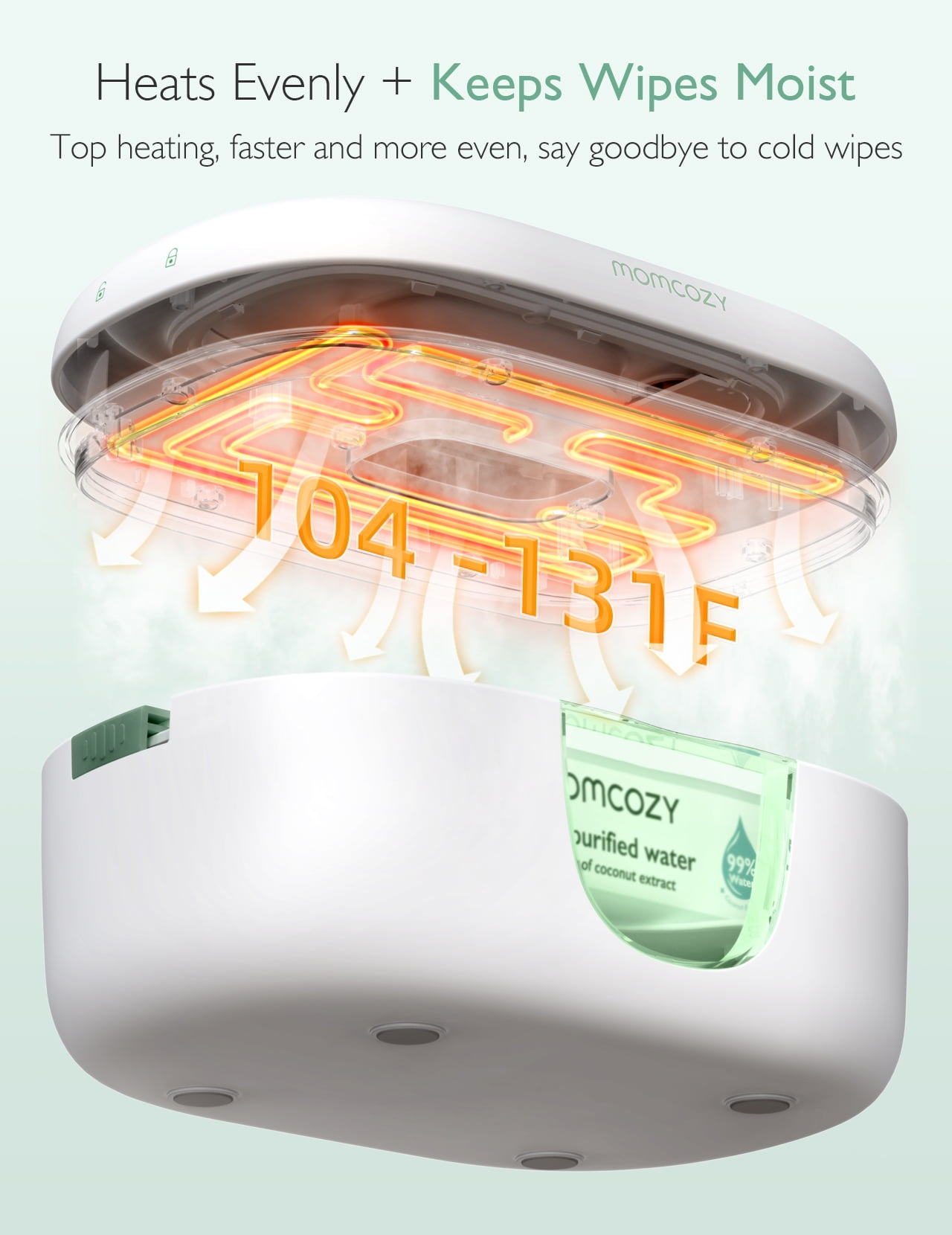 Momcozy Baby Wipe Warmer with Spring Design, 4 Modes Temperature, Wipe Dispenser with Night Light