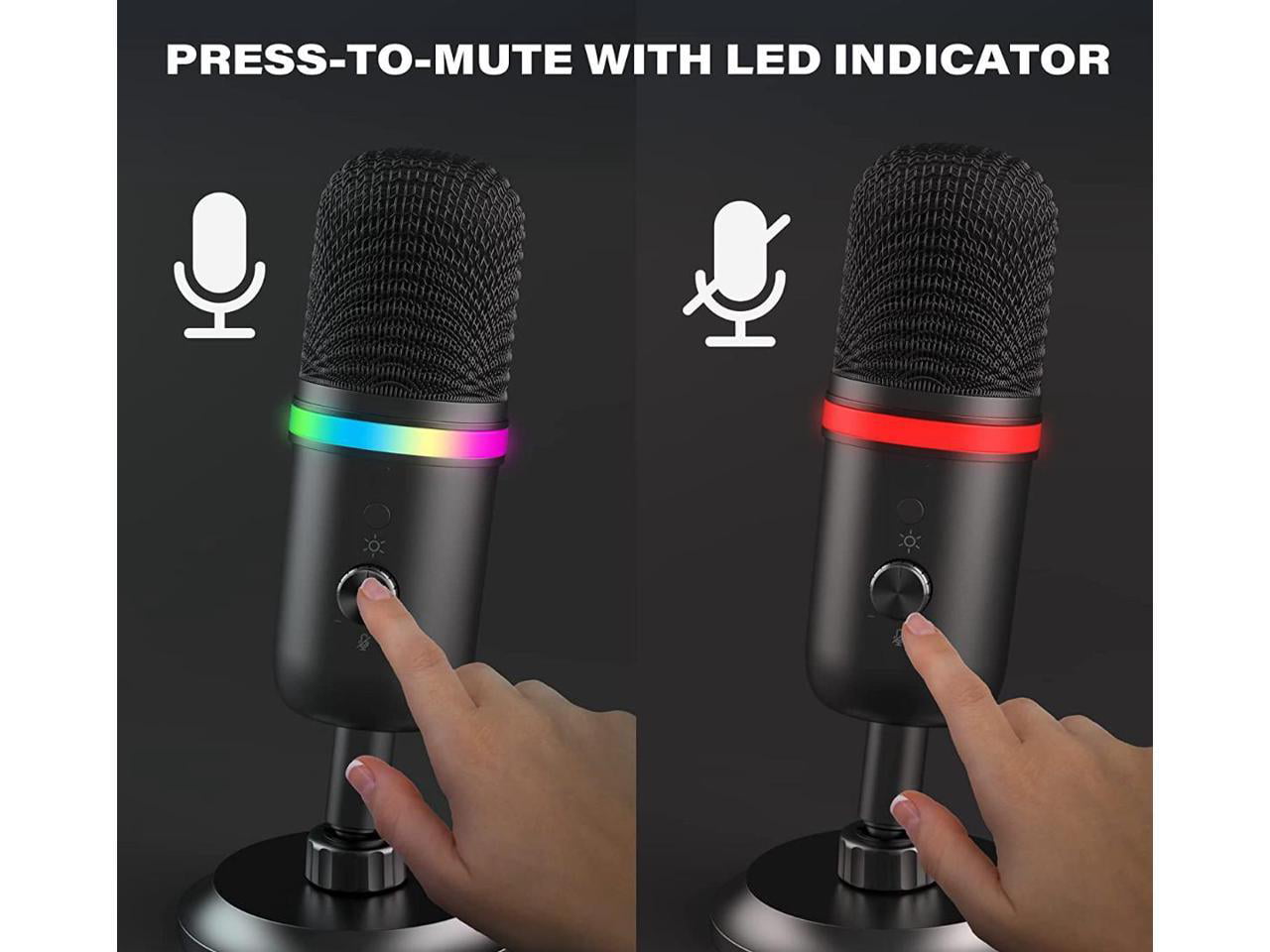 USB Microphone, Condenser Gaming Microphone for PC/MAC/PS4/PS5/Phone-  Cardioid Mic with Brilliant RGB Lighting Headphone Output Volume Control, Mute  Button, for Streaming Podcast  Discord 
