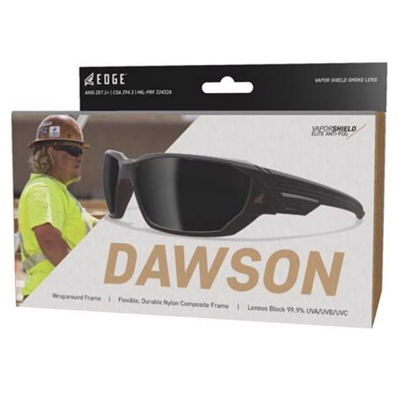 Gafas de seguridad Edge Dawson antivaho con lentes ahumadas y montura negra