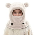 thumbnail image 2 of Splozh Knit Beanie Toddler Winter Winter Pullover Hat Children's Double Ear Cute Knitting Yarn Baby Hat White,3-10 Years, 2 of 7