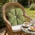 thumbnail image 5 of Green Flower Shape Floor Cushion, Round Bouquet Pillow With Pearl Fluff Filling And Soft Elastic Support, For Reading And Board Game Seating 13.78In, 5 of 6